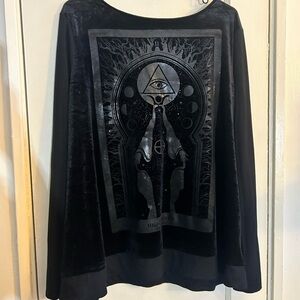 Black high priestess long sleeve shirt velvet goth witchcraft